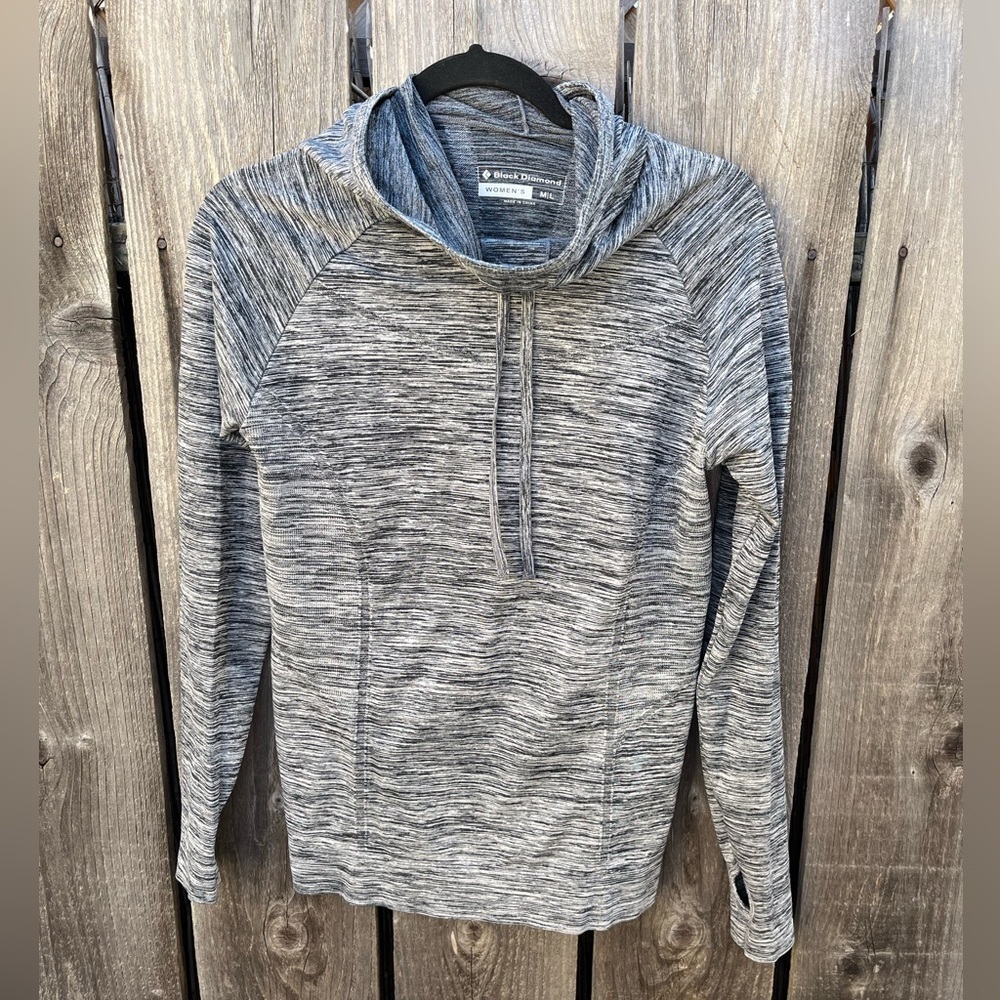 Women's Black Diamond Hoodie Gray Poly Climbing Hike Outdoors